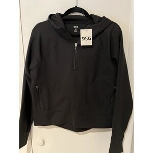NWT Women's DSG Sport Fleece 1/4 Zip Hooded Jacket Pure Black Size Medium